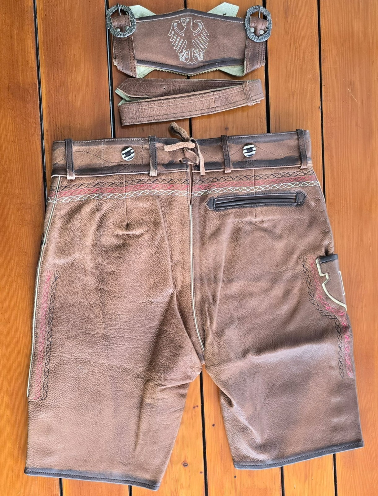 Bavarian traditional short leather pants with straps made of goatskin pants size 50