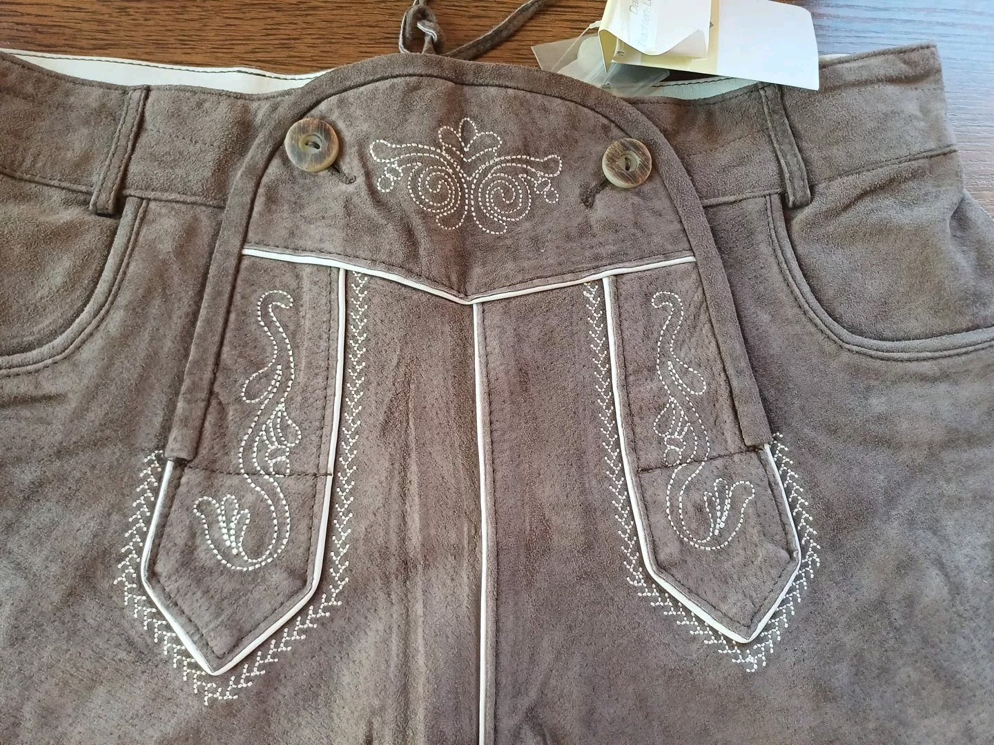 Bavarian Trachten Oktoberfest Leather Lederhosen Leder Shorts Womens Size 42 W35