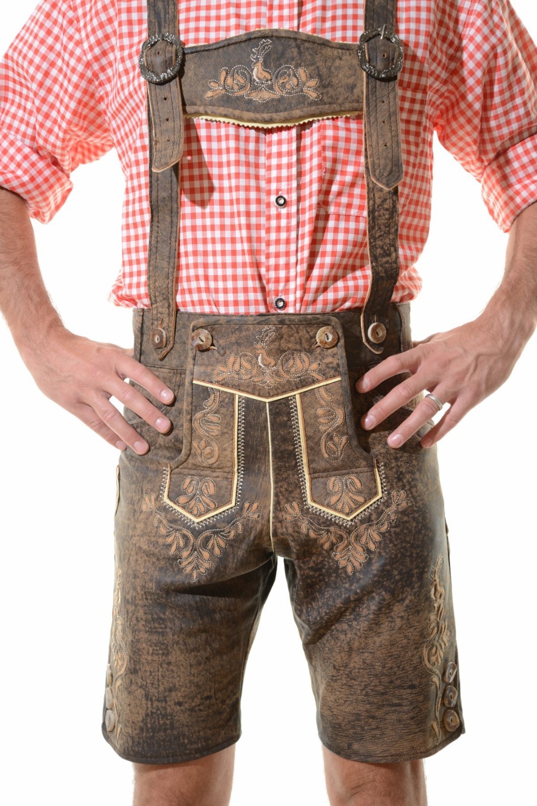 Bavarian Oktoberfest Lederhosen Lamb Antique Leather Tracht Shorts #JODLER