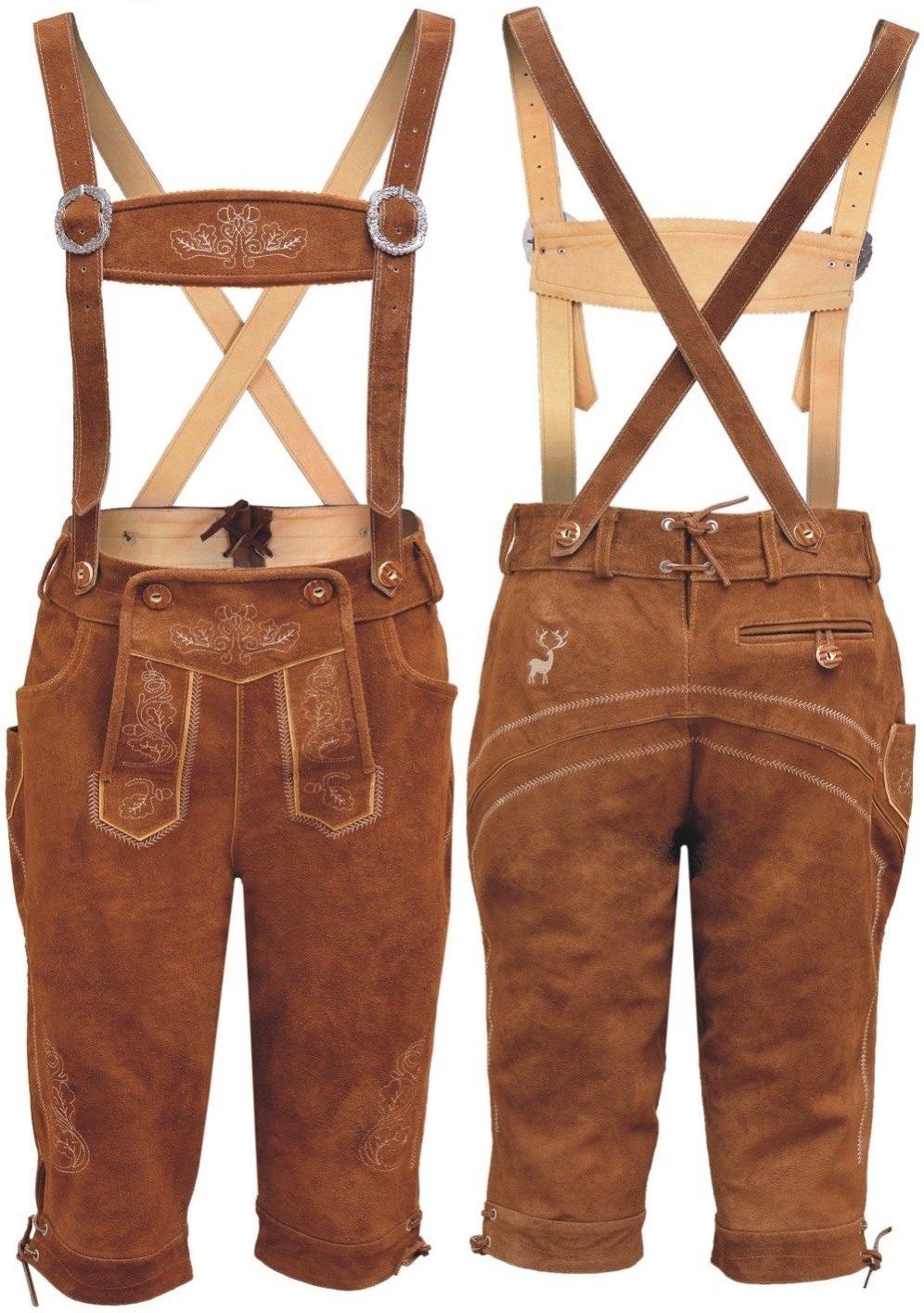 Oktoberfest Bavarian Lederhosen Men German Real Leather Matching long Short New