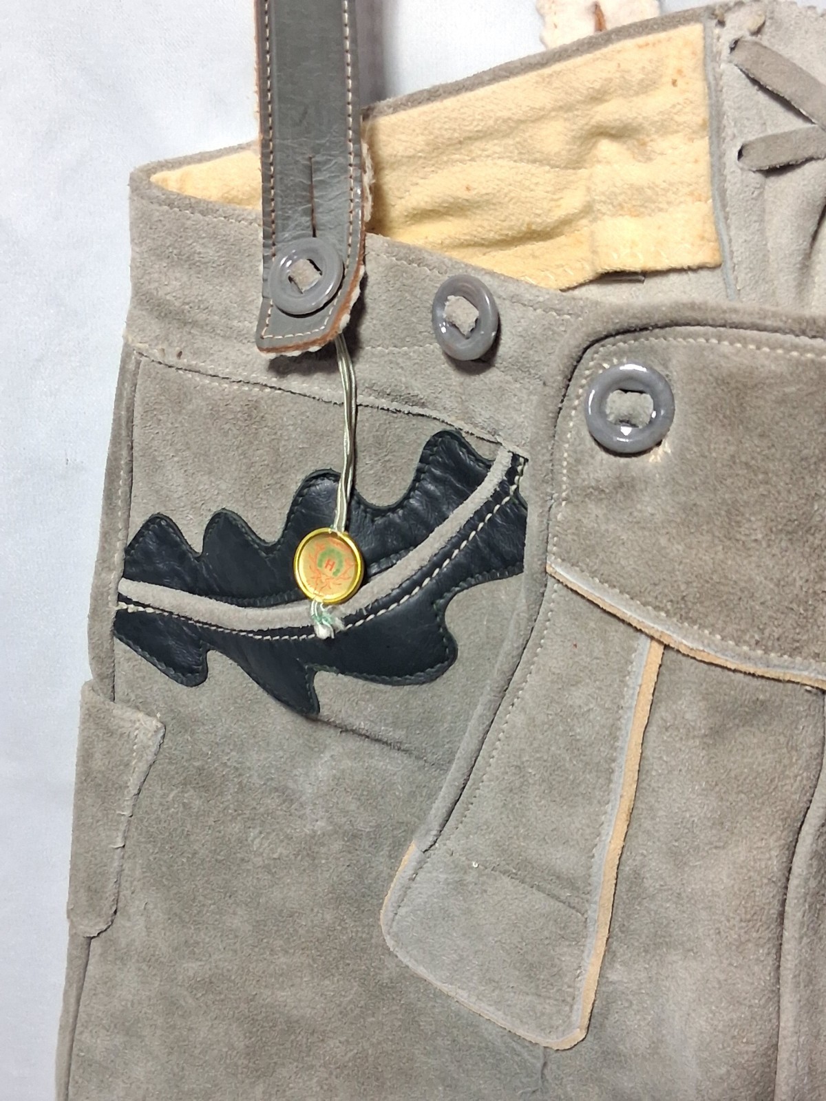 Vintage Haelson Suede Leather Lederhosen Shorts, EU 40 Waist Suspenders & Hat