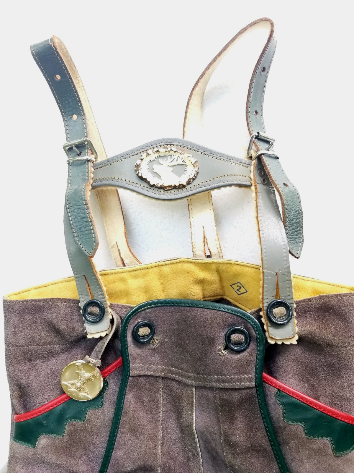 Vintage German Boys Lederhosen Suede Leather Shorts Suspenders Bavarian 1960s