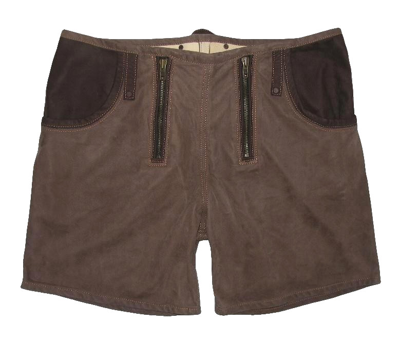 Short men’s costume pants/traditional leather pants in brown approx. size 54-56