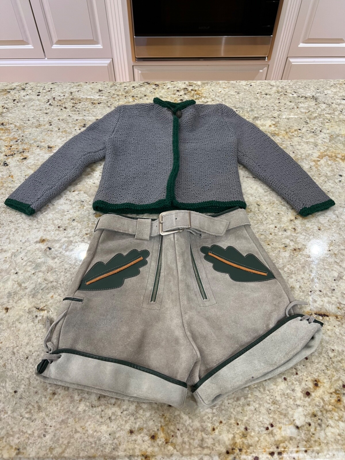 Vintage German Childs Lederhosen with Sweater Set