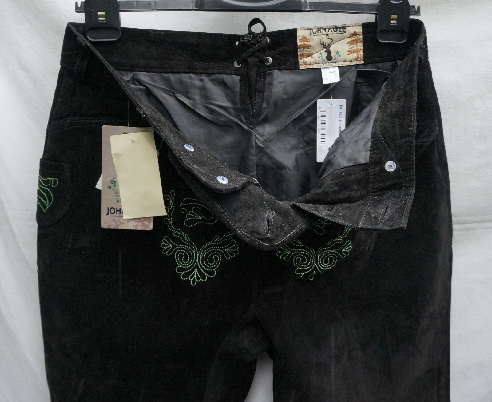 Lederhosen costume pants black 70 embroidery John F.Gee NP140€