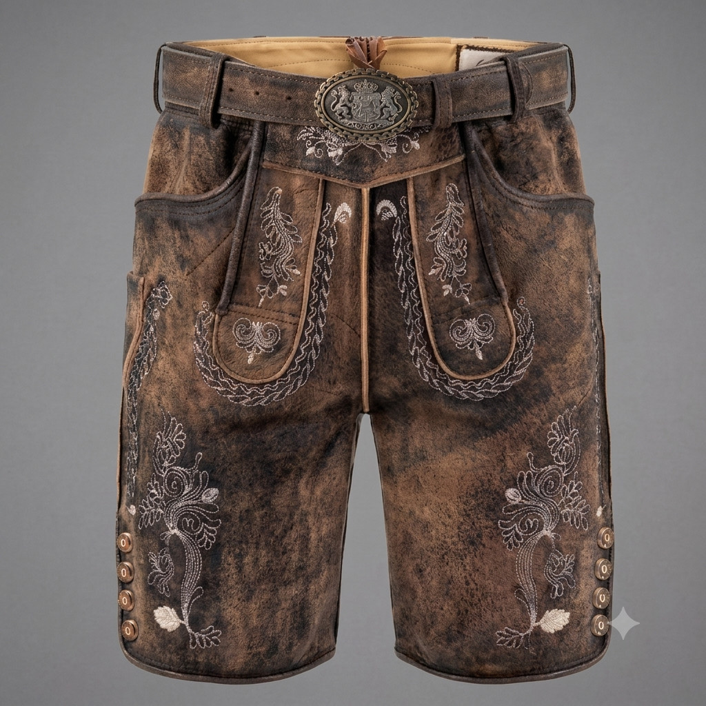 Authentic Bavarian Lederhosen | Handmade Suede Leather Trachten Shorts
