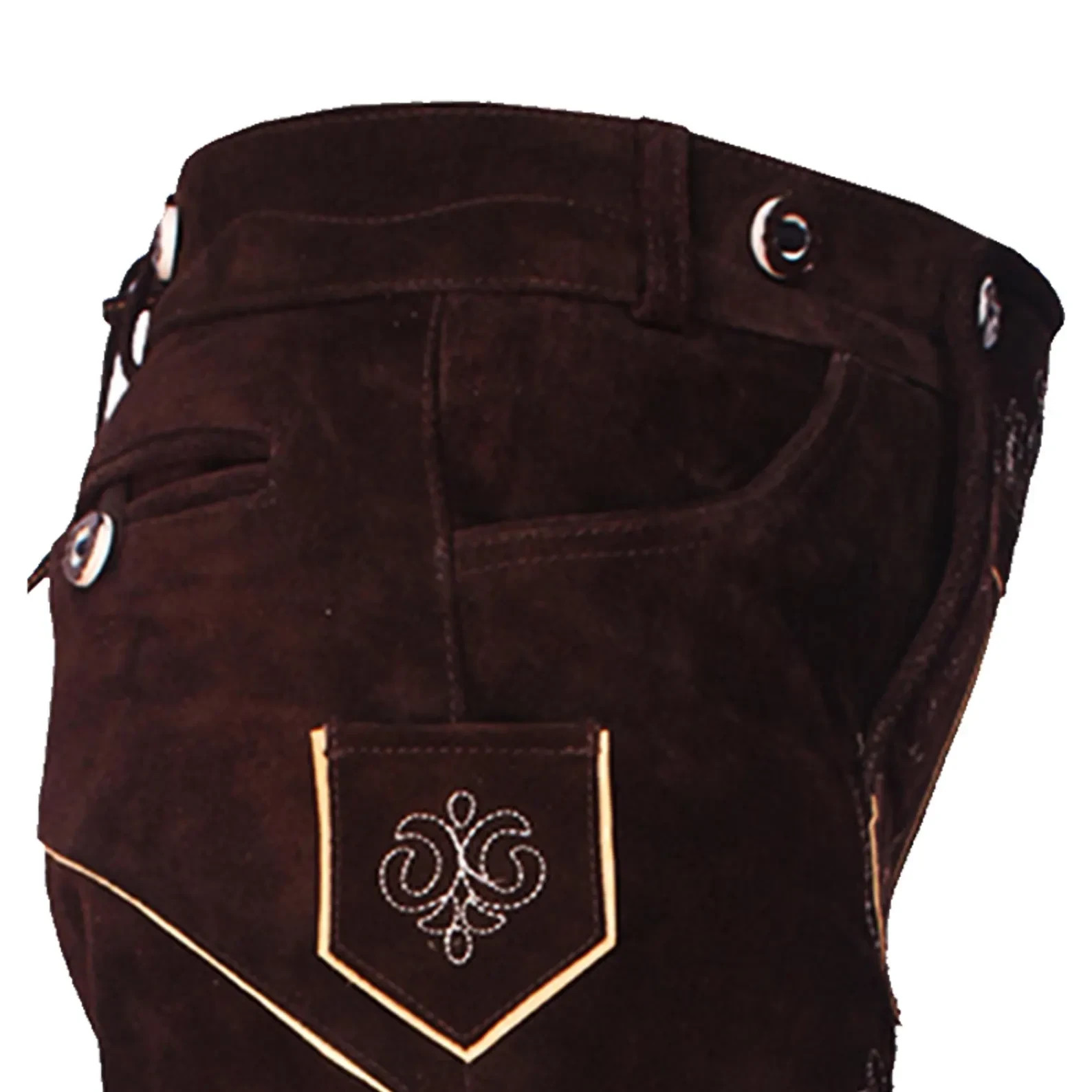 Mens Kniebundhosen Suede Leather Lederhosen Bavarian Trachten Shorts& Suspenders