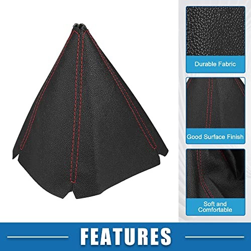 Universal Shift Boot Cover Car Shift Knob Boot Dust Cover Seams Faux Red