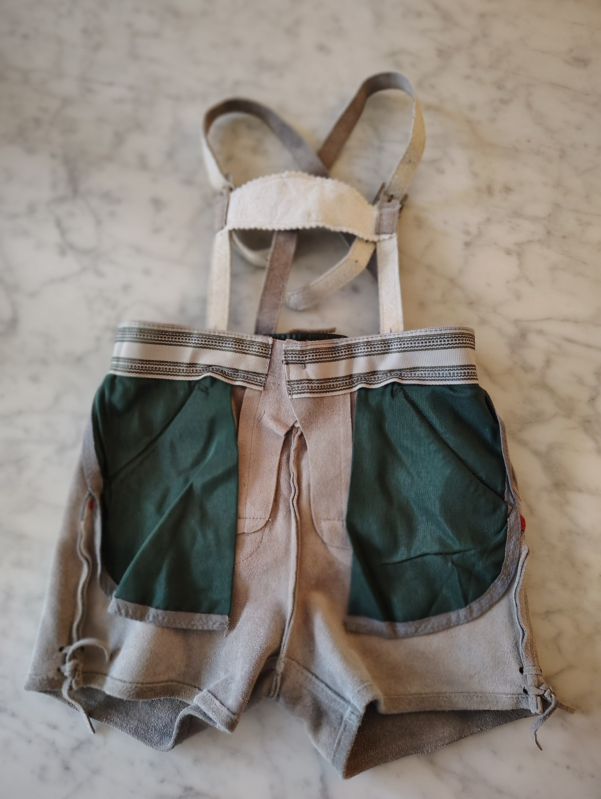 Worn Once Gray Suede Leather Lederhosen German Style Boy Child Sz 116