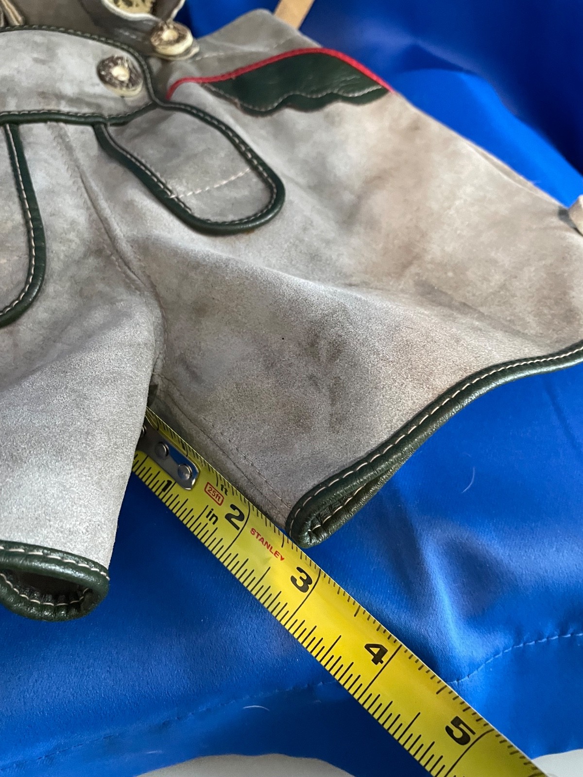 Vintage Kids Leather Lederhosen Bavarian Suspenders Gray