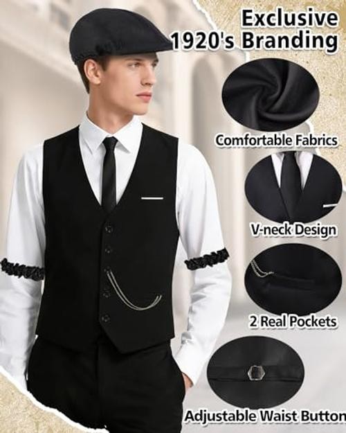 1920s Mens Costume Roaring 20s Costumes For Men Detective 4X-Large Black