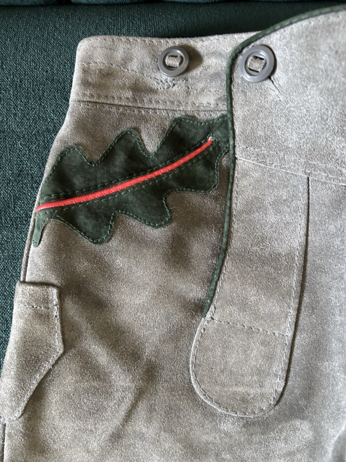 Vintage German Lederhosen Genuine Suede Oktoberfest Shorts EU Size 38 Gray