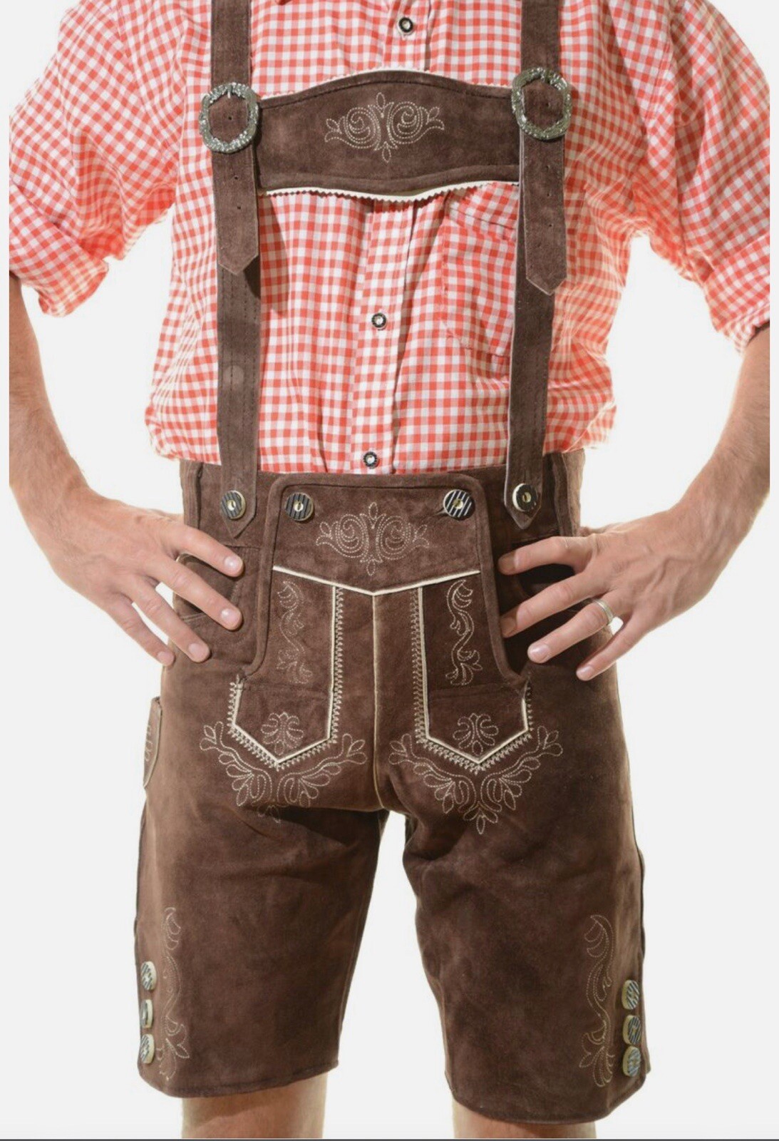 NWT Bavarian Lederhosen Men Authentic German Oktoberfest Lederhosen4u 34″