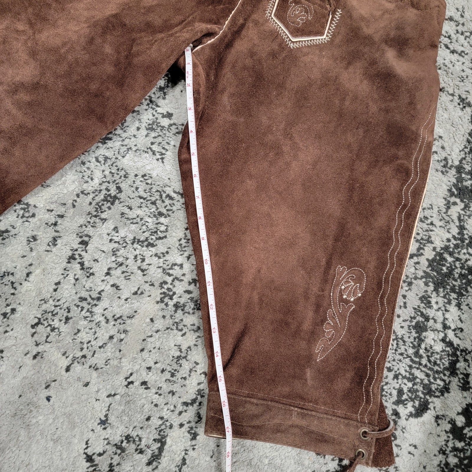 Vintage German Bavarian Suede Leather Shorts Oktoberfest Folklore Brown Size 56