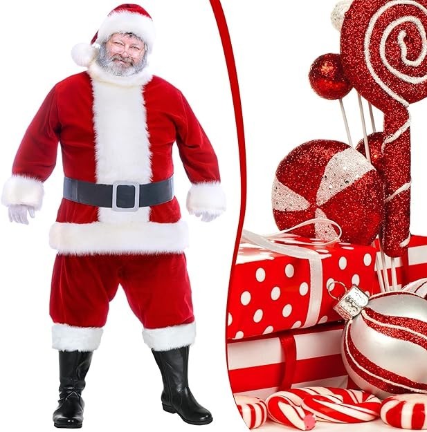 Christmas Santa Claus Boots Men’s Wide Calf Santa Combat Boots Size: 8-9