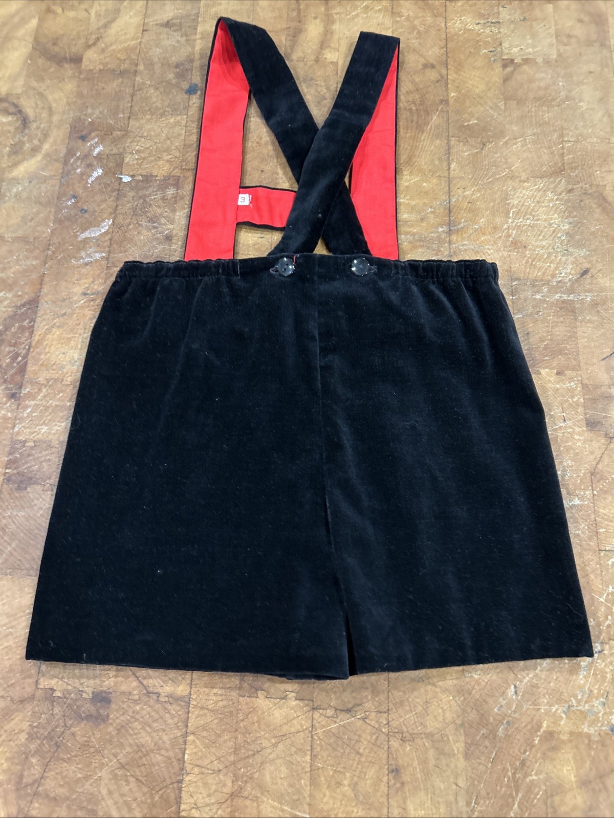 Vintage Child Size 3 Lederhosen, Black Velvet, Made In Switzerland