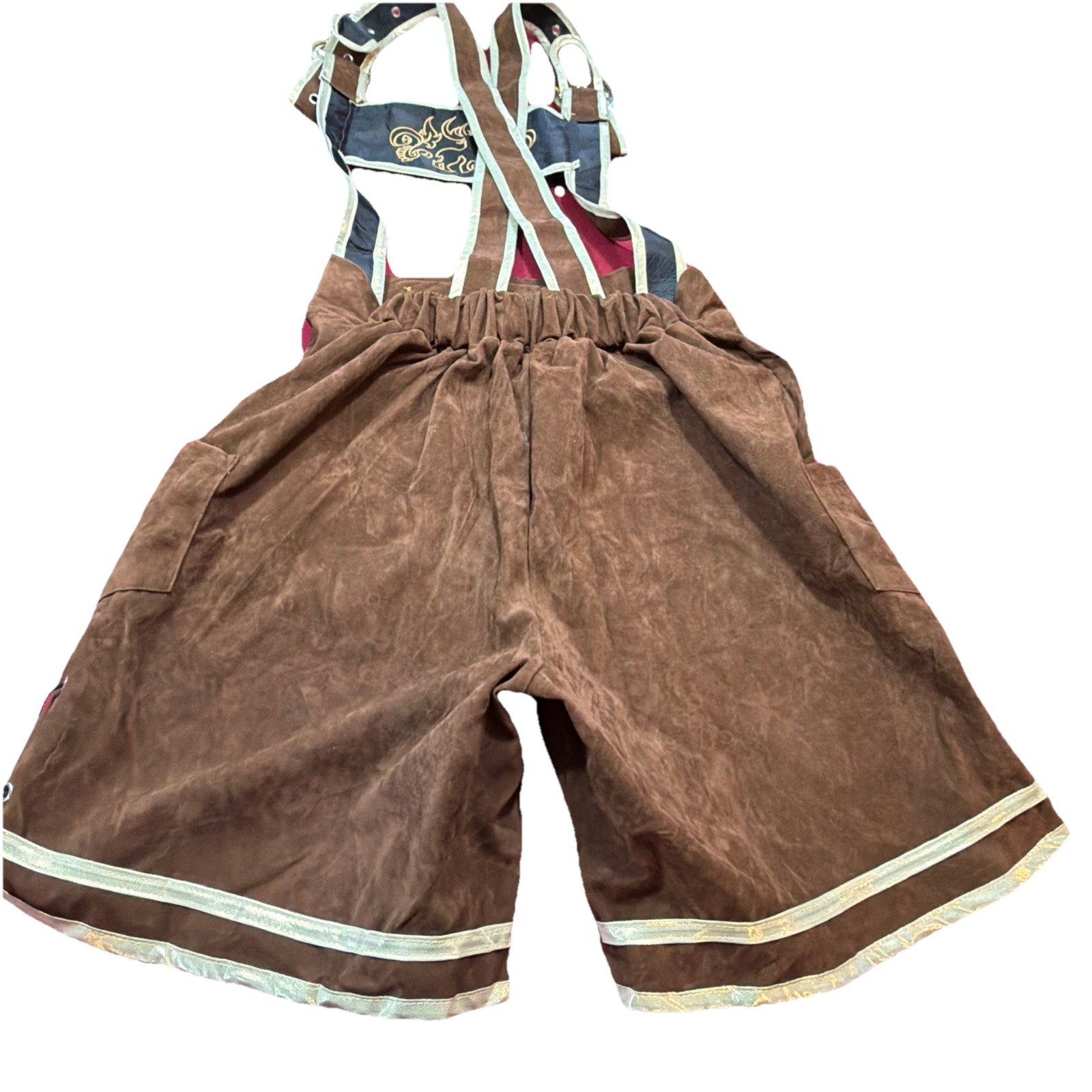 Lederhosen Men’s S Bavarian Faux Leather Shorts/Suspenders Oktoberfest Overalls