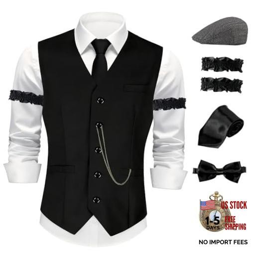 1920s Mens Costume Gangster Set – Roaring 20s Costumes for Men XX-Large Black