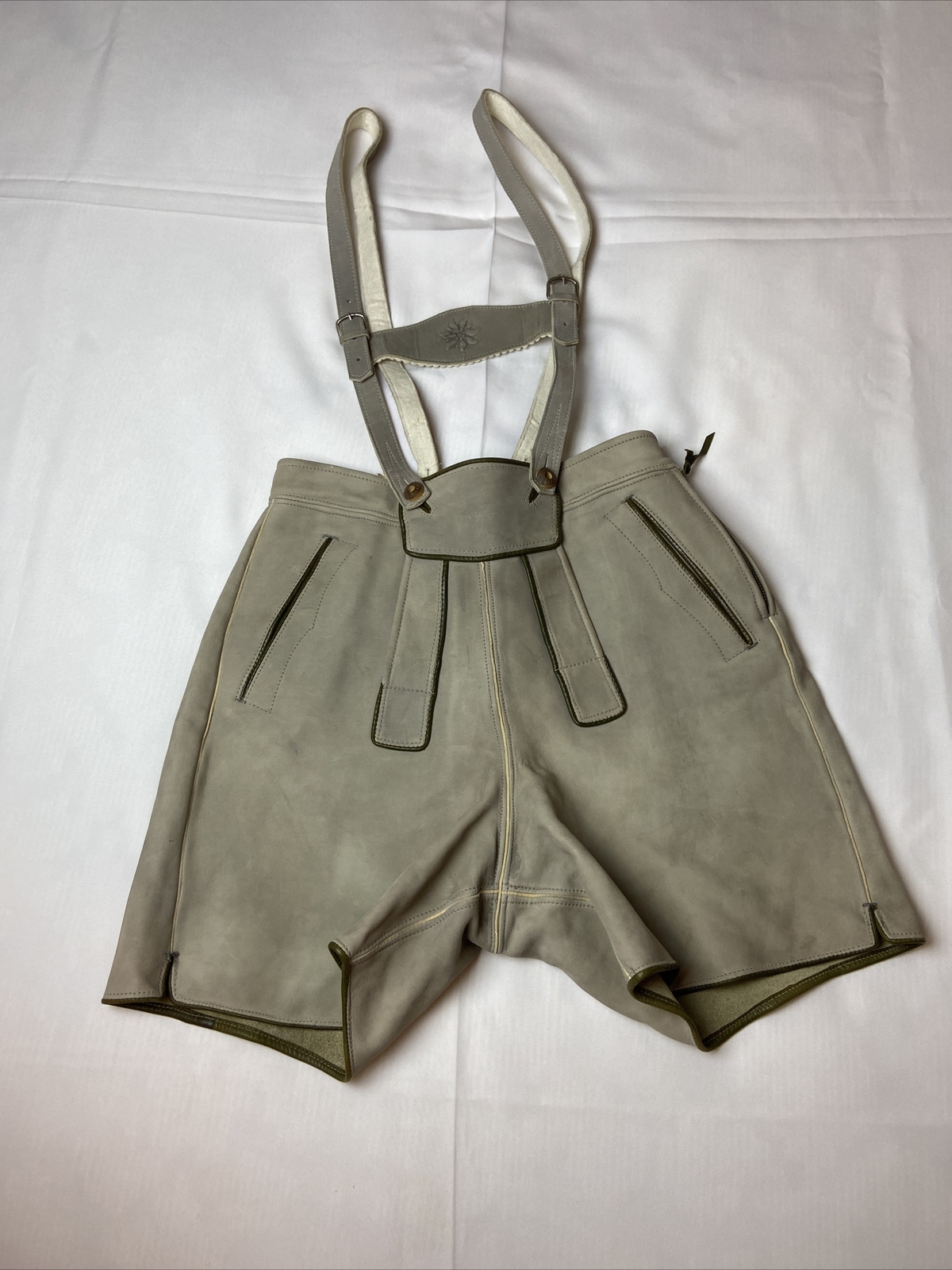 Vtg Lederhosen Shorts Suspenders Oktoberfest Leather German Bavaria Beer Size S