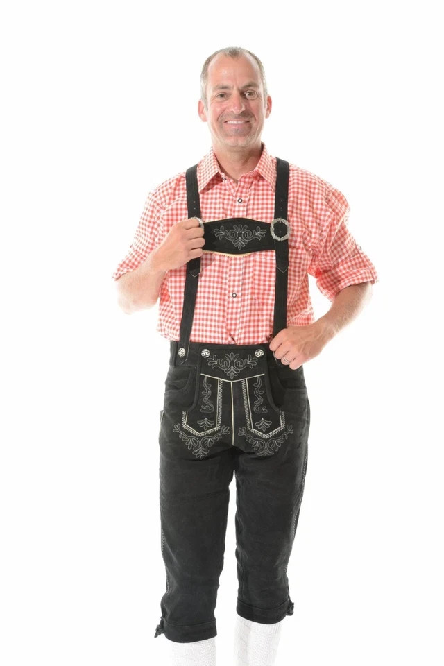 Authentic Bavarian Lederhosen | Handmade Suede Leather Trachten Shorts With Belt