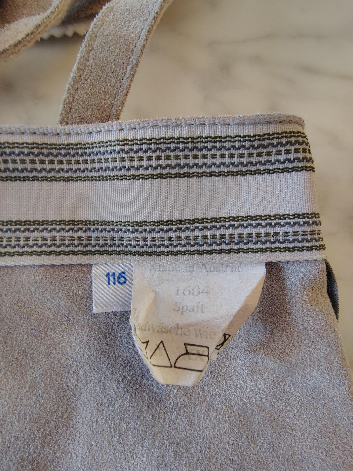 Worn Once Gray Suede Leather Lederhosen German Style Boy Child Sz 116