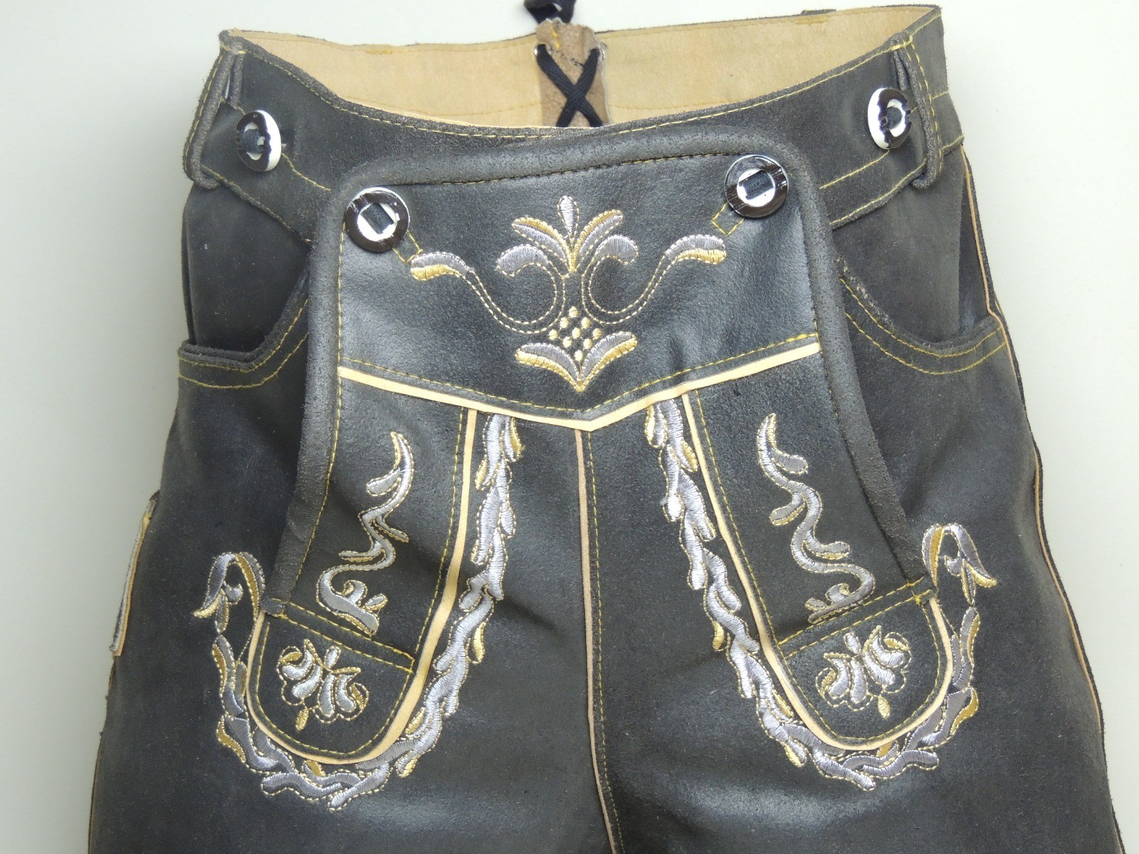 Lederhosen Men Octorberfest Genuine Leather Golden Brown Antique