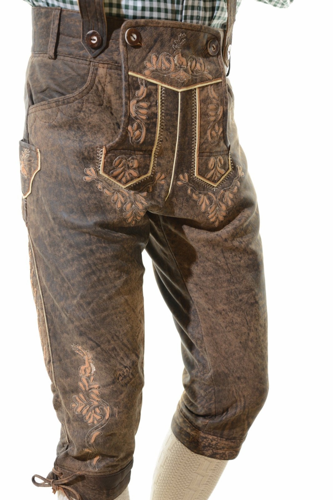 Bavarian Oktoberfest Lederhosen Antique Lamb Leather Tracht Bundhosen #HMBRG