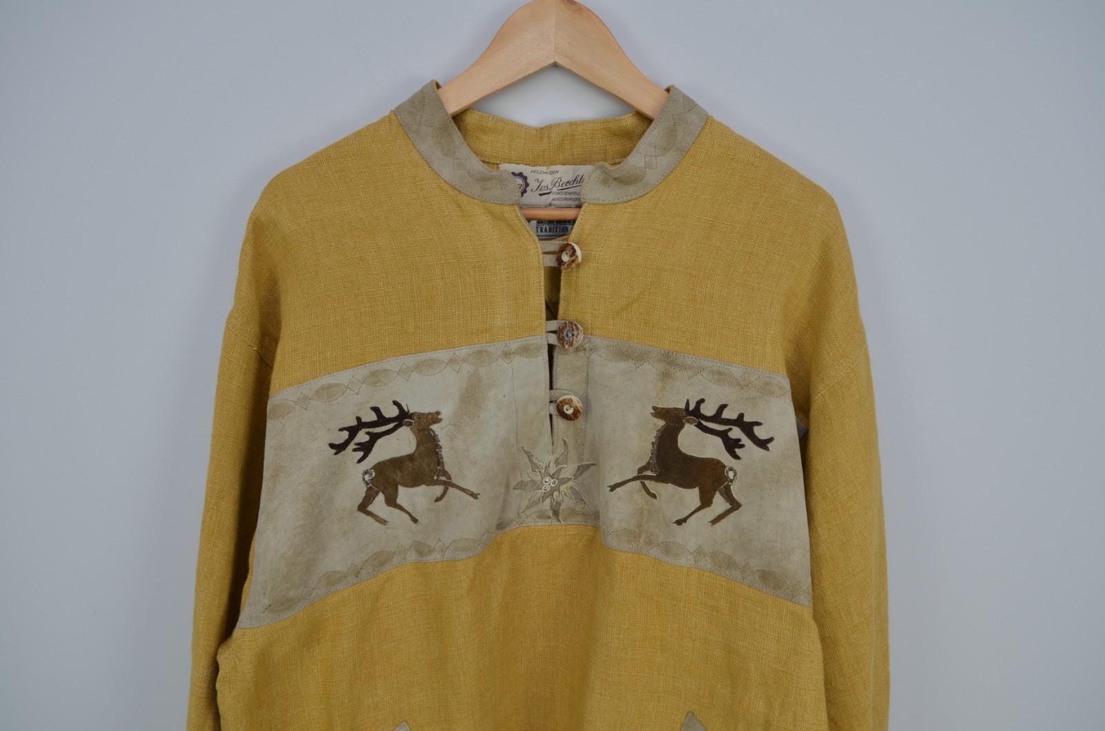 Vintage Meindl Traditional Bavarian Austrian Trachten Linen Shirt Size?
