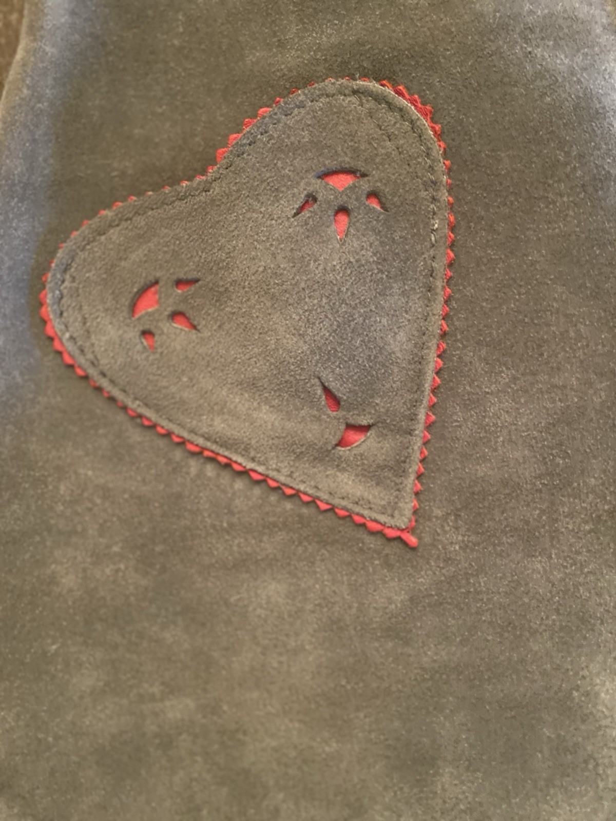 Vintage Suede Shorts Bavarian Lederhosen 13 inch Waist Heart Pockets Hot Buns