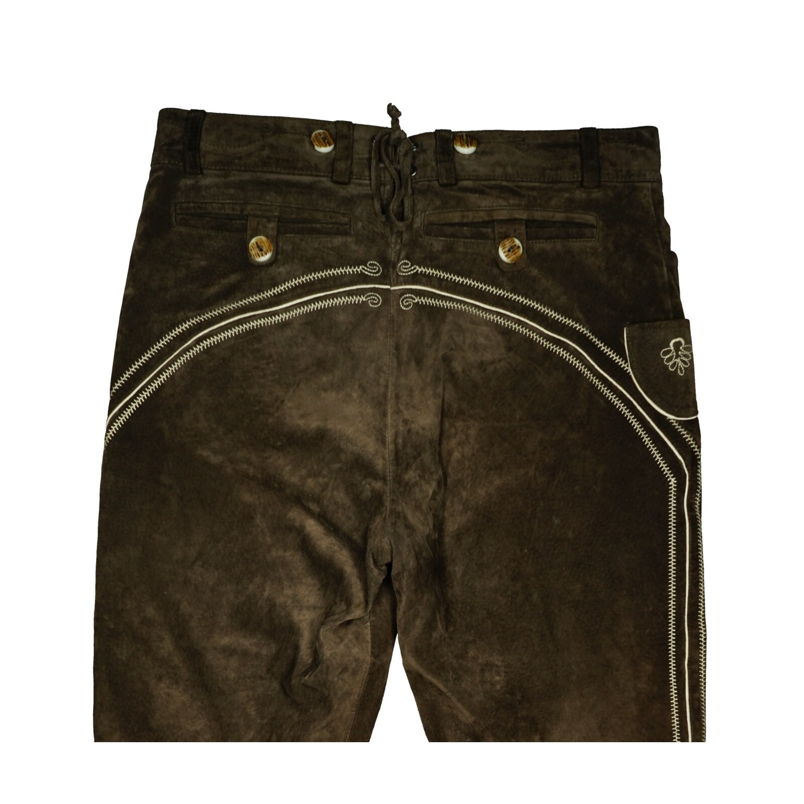 TCM Mens 3/4 Short Trousers Short Oktoberfest Trachten Leather Bavaria 48 W32 Brown