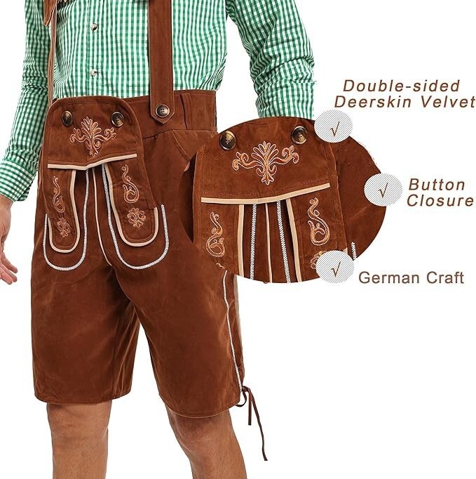 Lederhosen, Men Oktoberfest Outfits, German Lederhosen October Festival Costume