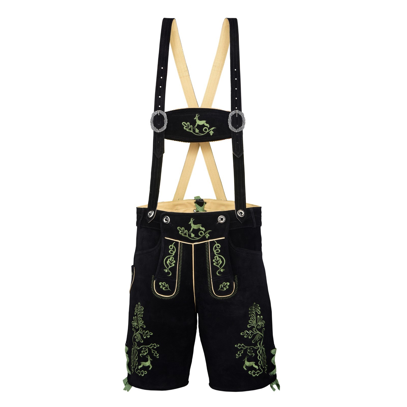 Men Traditional Leather Oktoberfest Lederhosen (Brown, Black, Gold, Med Brown)