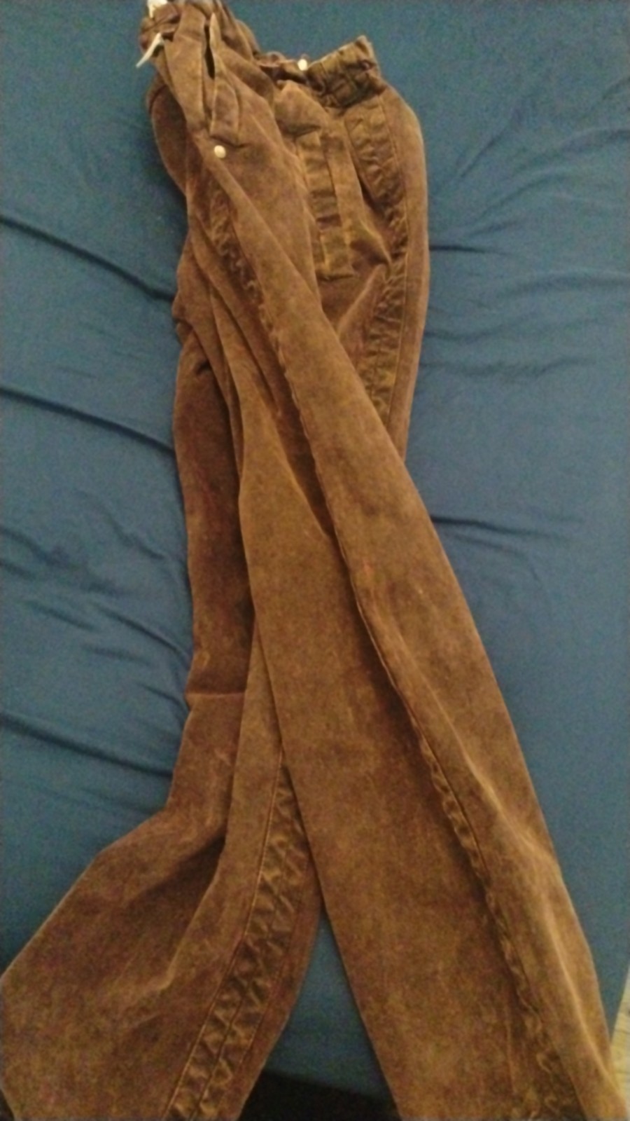 White Sand Brown Velvet Lederhosen Pants Men’s Size 42 Cotton Elastane
