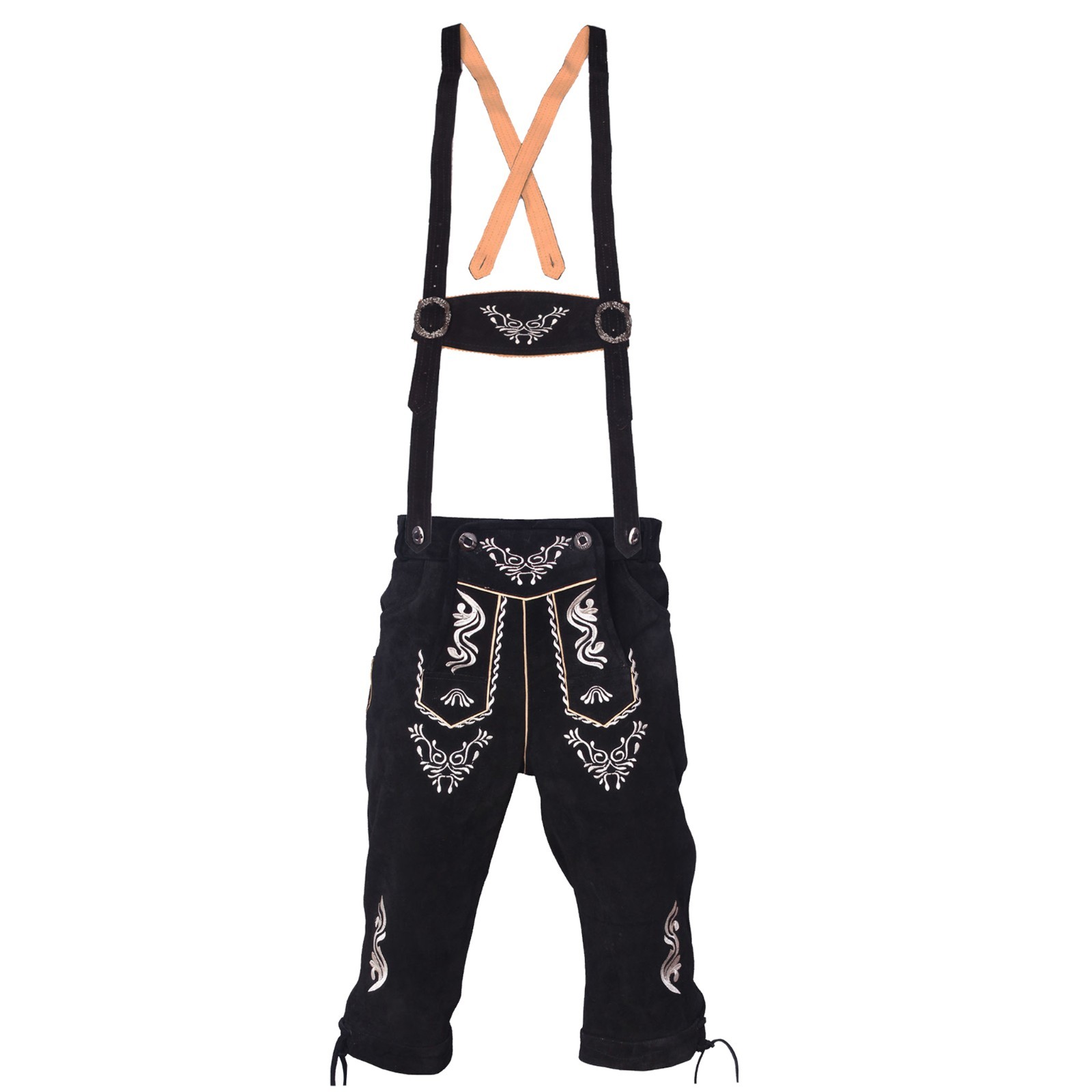 Mens Suede Leather Kniebundhosen Lederhosen Oktoberfest Costume Suspenders