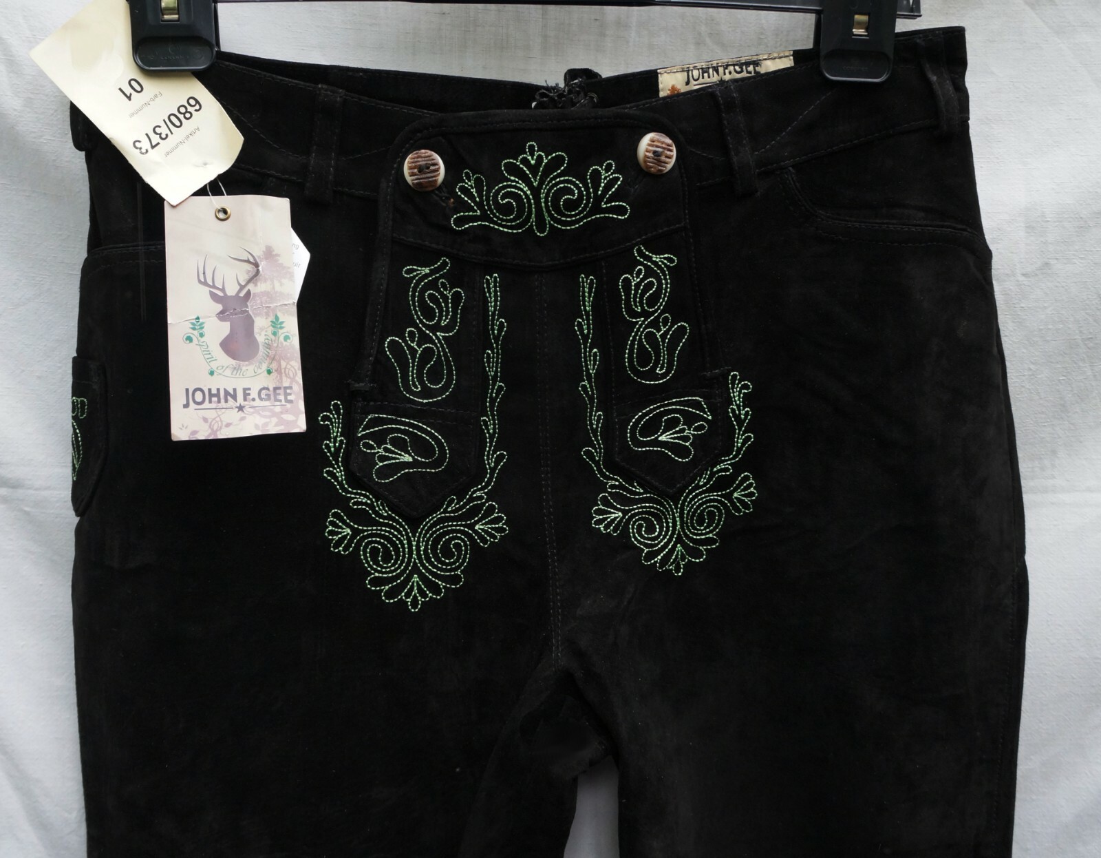 Lederhosen costume pants black 70 embroidery John F.Gee NP140€