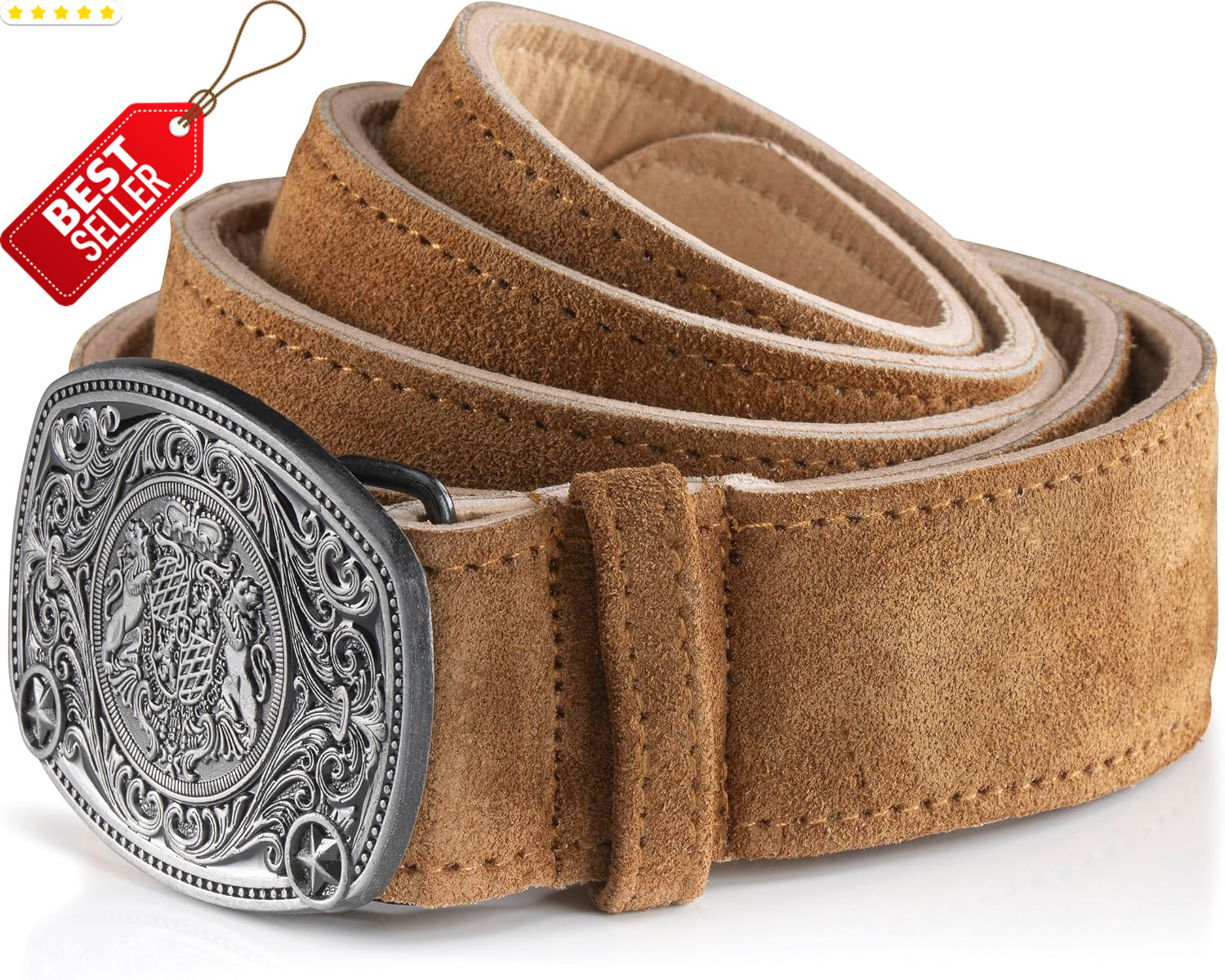 Traditional German Trachten Belt with Buckle for Lederhosen & All Trousers