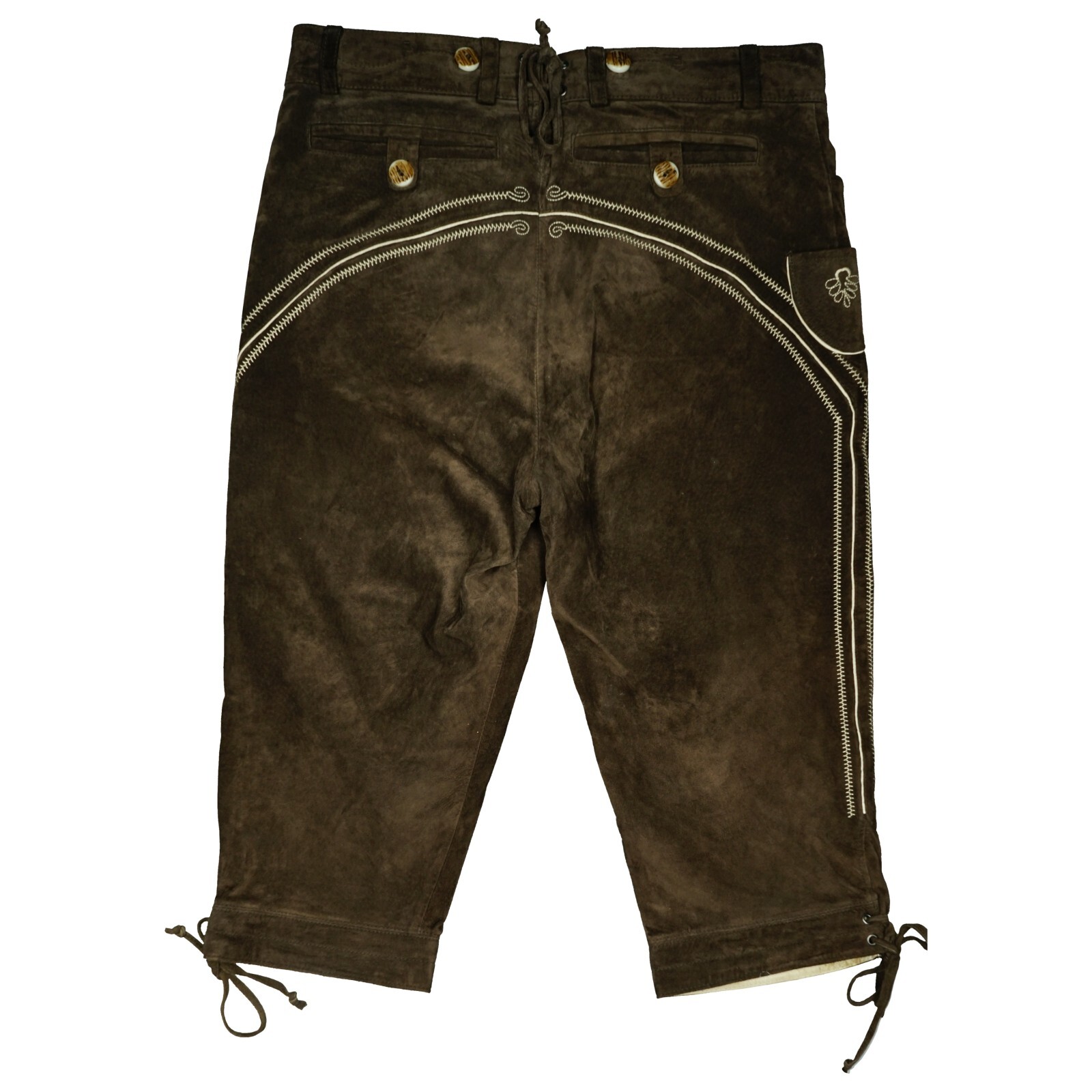 TCM Mens 3/4 Short Trousers Short Oktoberfest Trachten Leather Bavaria 48 W32 Brown