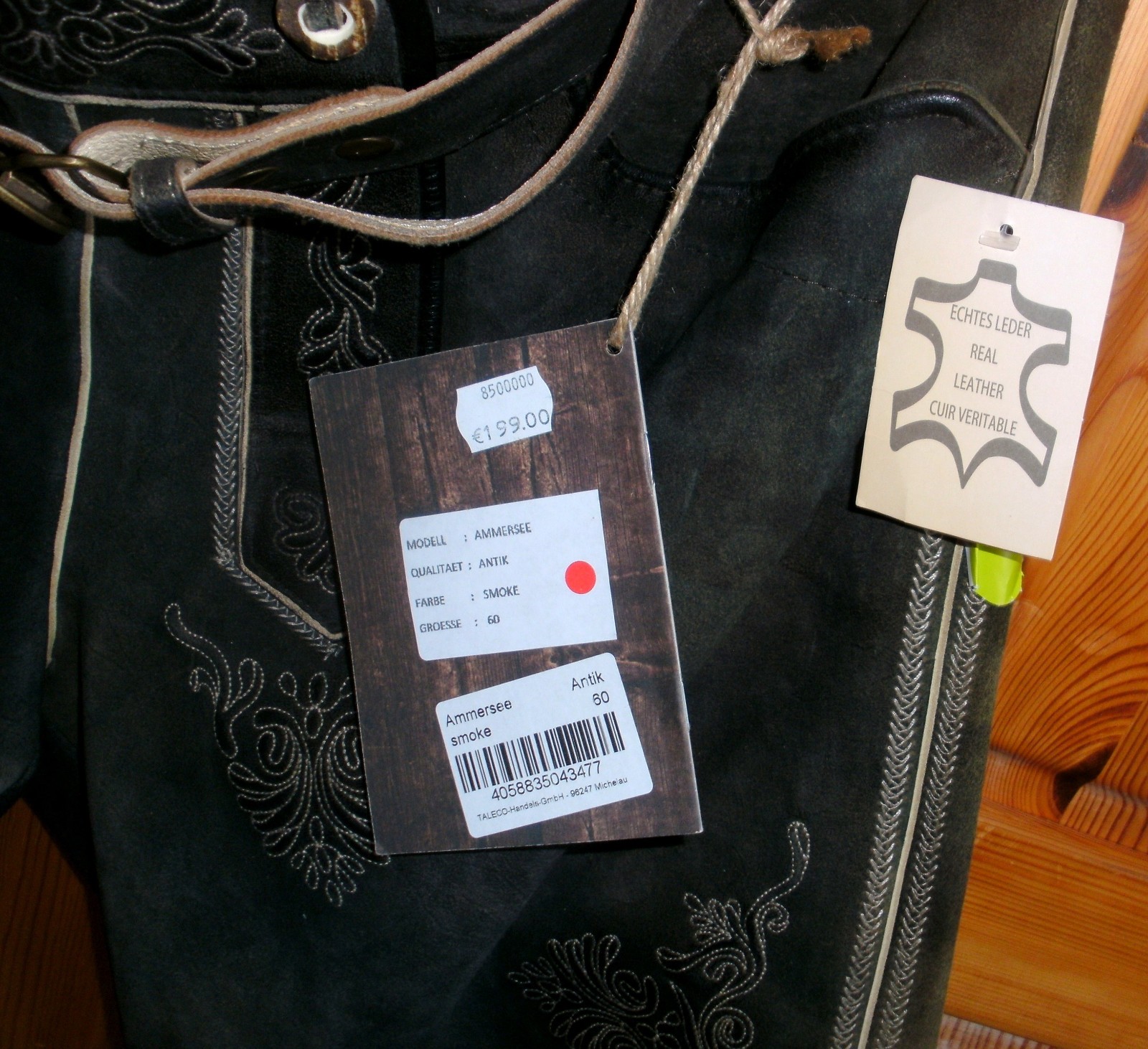 New traditional Lederhosen Country Maddox Ammersee smoke with belt NP 199 €, size 60