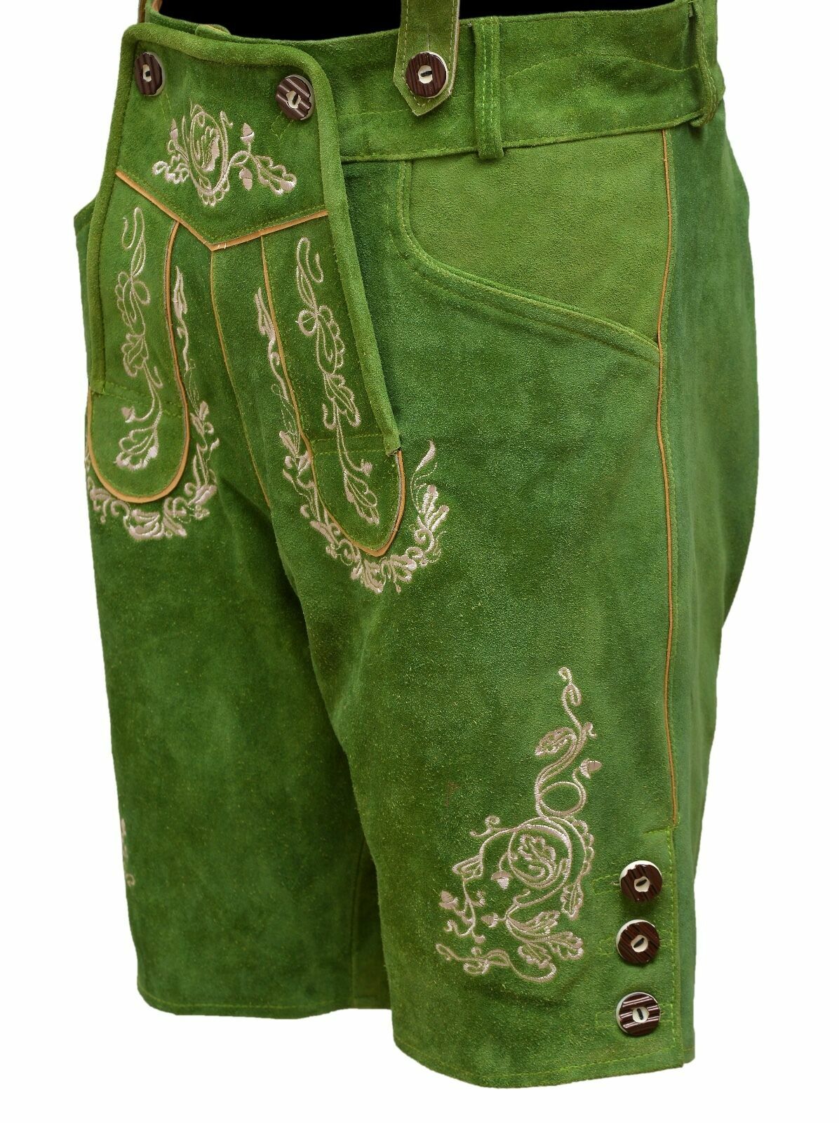 Mens Bavarian LEDERHOSEN Oktoberfest Real Leather with Matching Suspenders Short