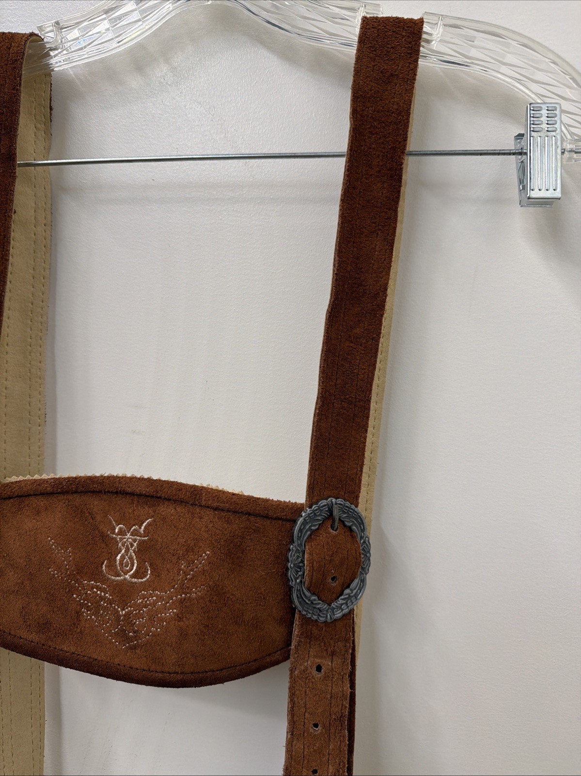 NEW Schonberger Trachten Mens Sz 44” Lederhosen Brown Suede Lamb Leather German