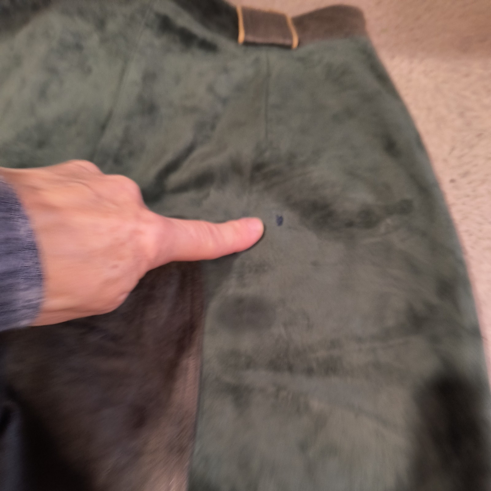 US 30″ Men Oktoberfest Bavarian Lederhosen-Suede Leather Dark green Trousers