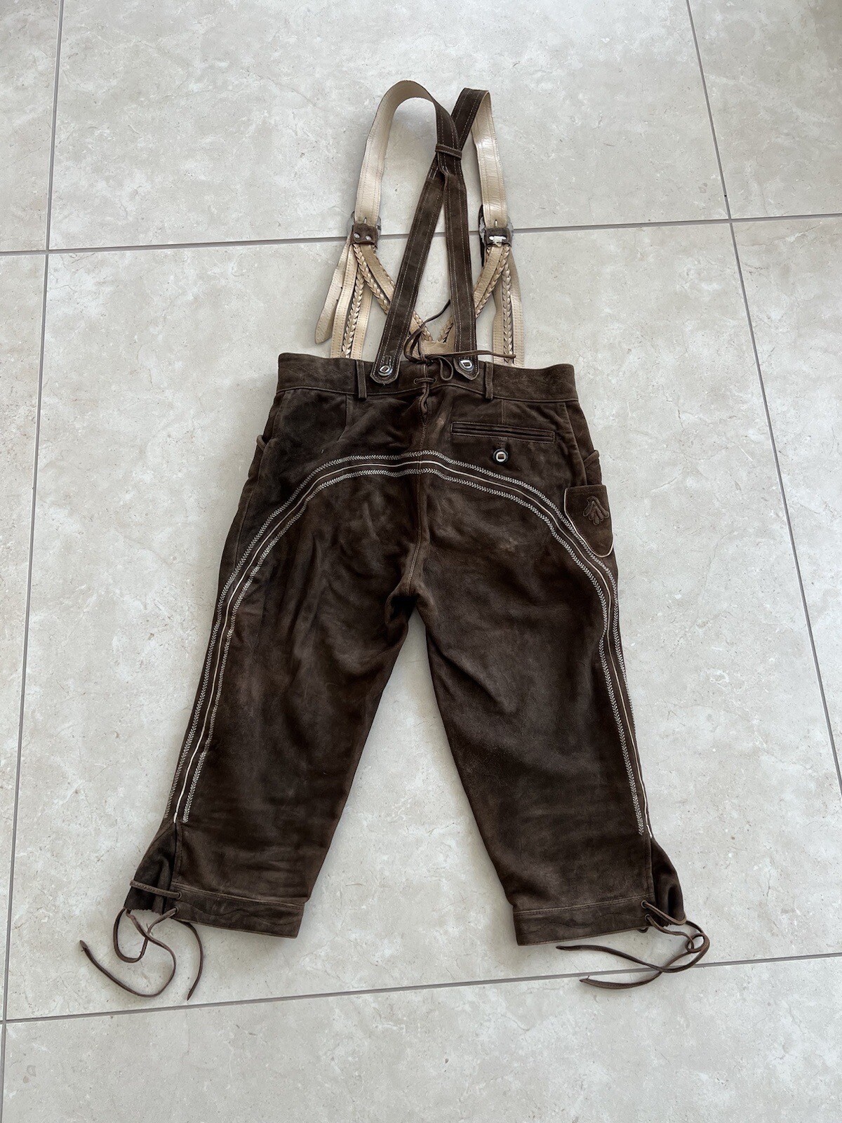 Lekra Dark Brown Traditional Knee High Lederhosen 100% Leather High Quality, Soft