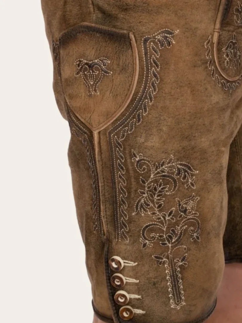 Genuine Leather German Lederhosen for Men Oktoberfest Outfit Short
