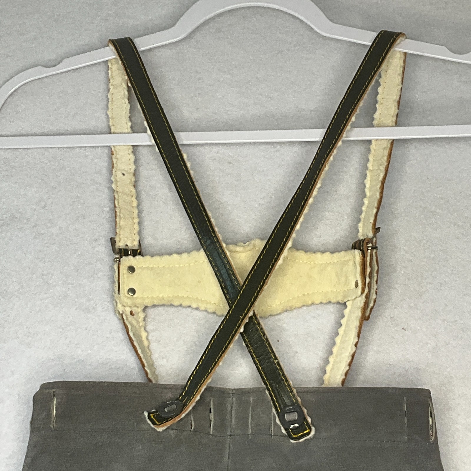 Vintage German Lederhosen Baby Boys Suede Shorts Suspenders Oktoberfest Grey EUC