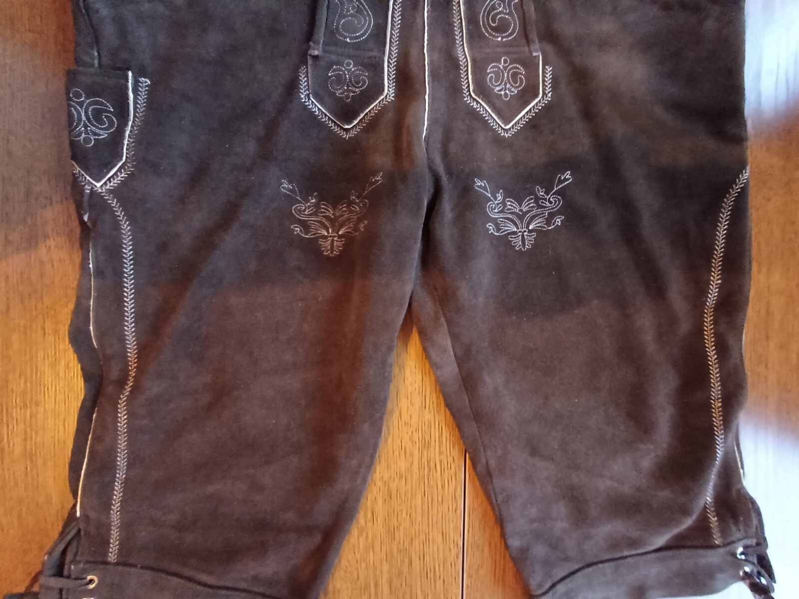 Bavarian Trachten Oktoberfest Suede Leather Lederhosen Shorts Pant Size W 42-44