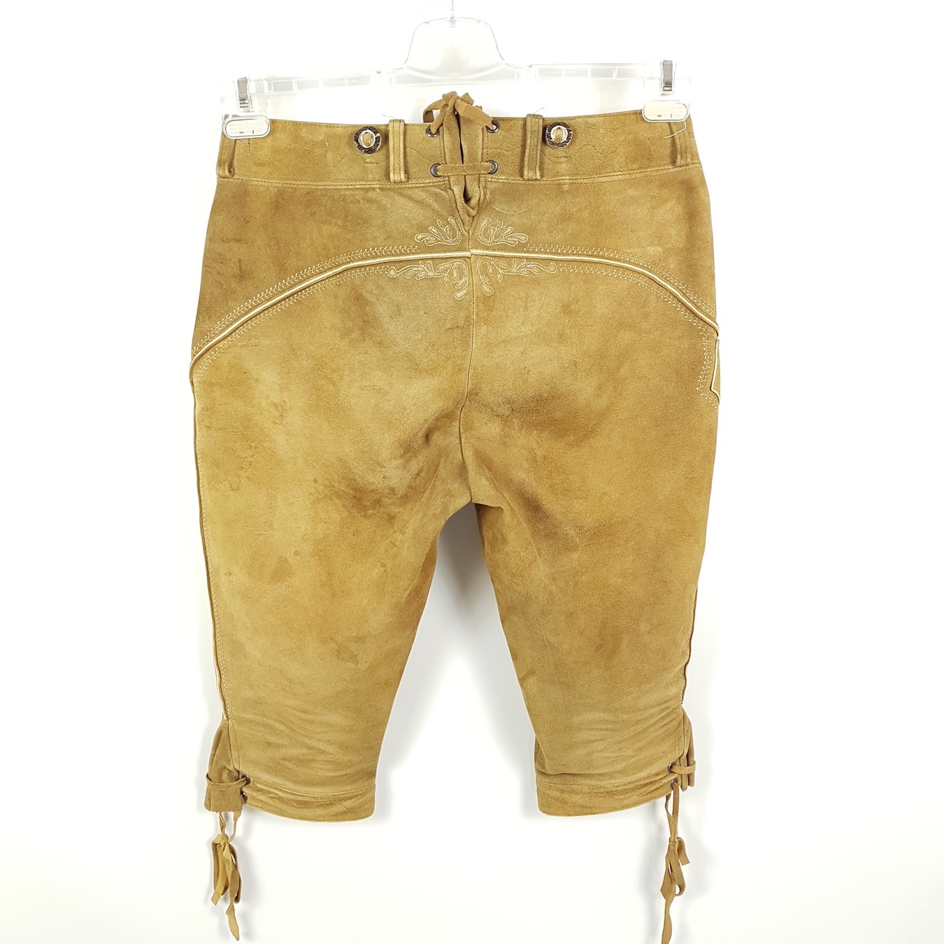 Meindl Lederhosen Mens Size 46 Brown Knee High Suede Pants Embroidered Costume