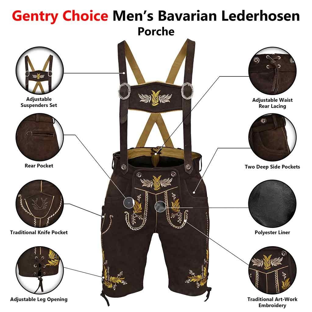 Authentic German Lederhosen Outfit Complete Oktoberfest Costume with German Hats