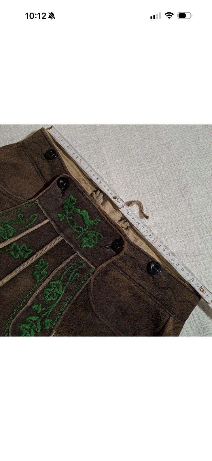 kurze Hirschlederhose sämische Gerbung handgestickt Plattler Trachtenlederhose