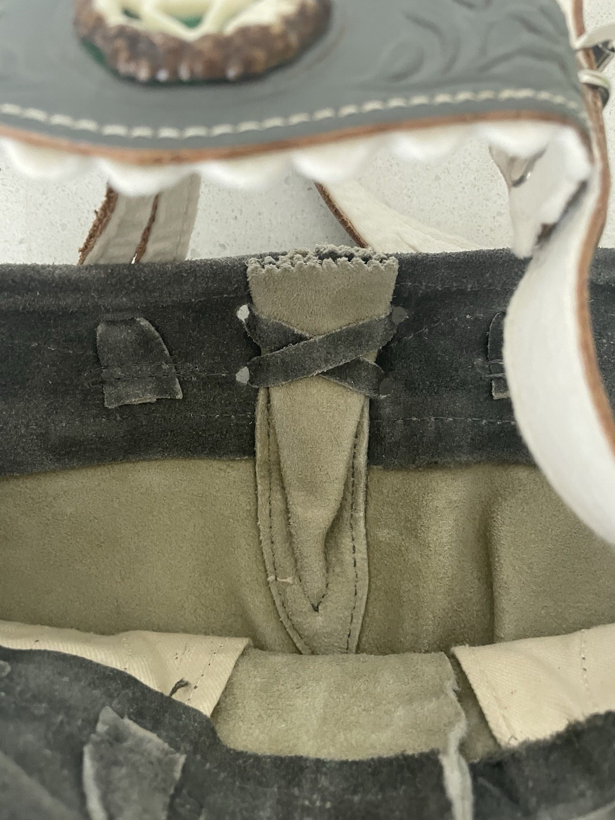 Vintage Authentic Child Lederhosen Suede Shorts With Bib Suspenders 21”Waist