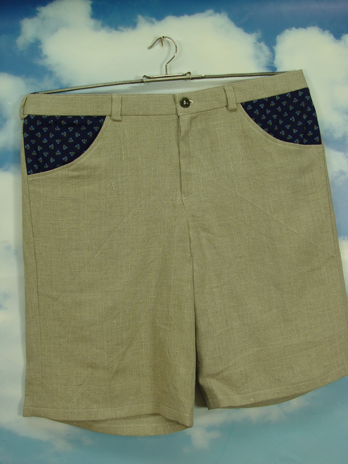 Upcycled men’s shorts short traditional hot pants linen pants UCS003 size 52